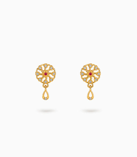 Gold Plated High Polish AD Drop Earrings