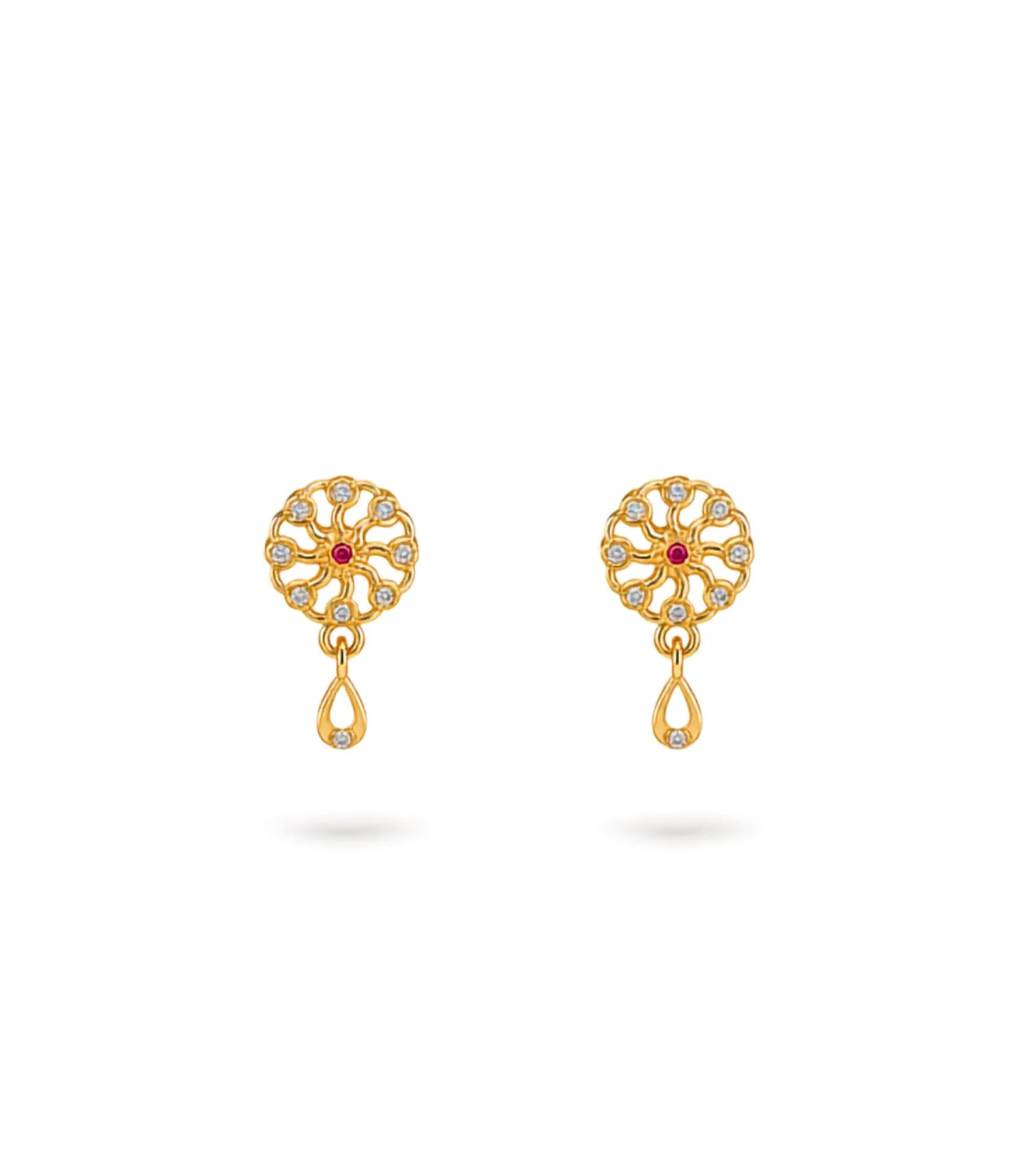 Gold Plated High Polish AD Drop Earrings