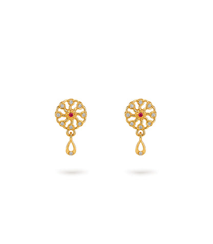 Gold Plated High Polish AD Drop Earrings