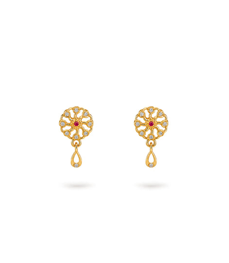 Gold Plated High Polish AD Drop Earrings