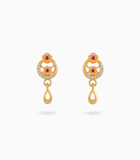 Gold Plated Premium Finish AD Drop Earrings