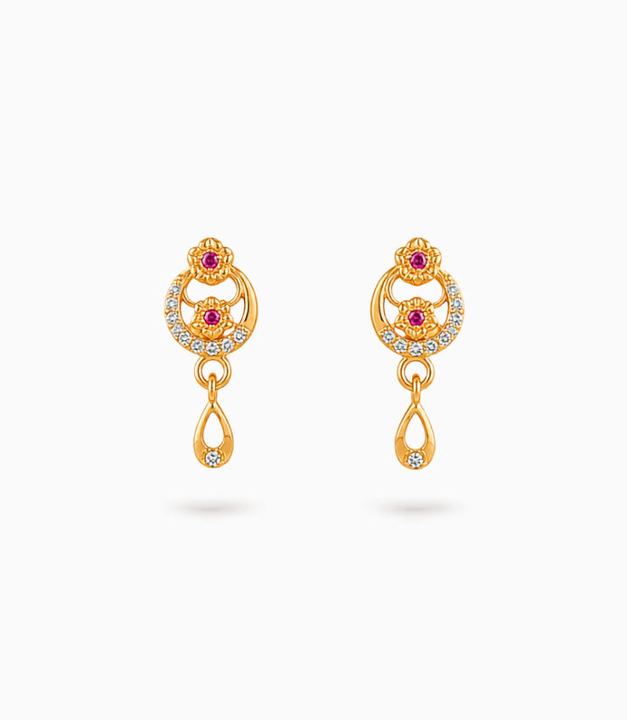 Gold Plated Premium Finish AD Drop Earrings
