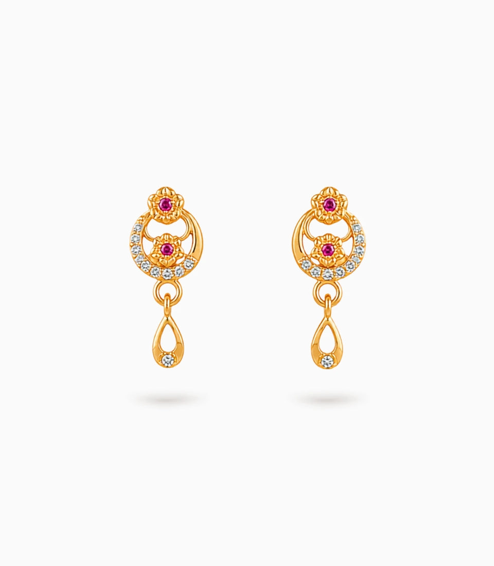 Gold Plated Premium Finish AD Drop Earrings