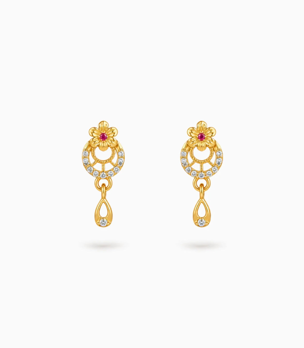 Gold Plated Stone-Set AD Drop Earrings