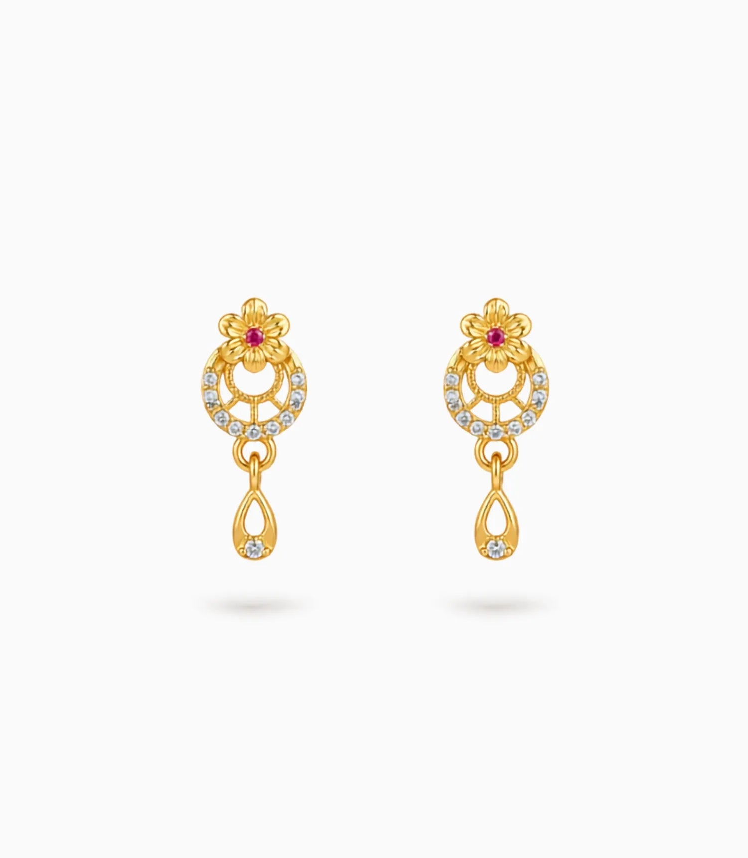 Gold Plated Stone-Set AD Drop Earrings