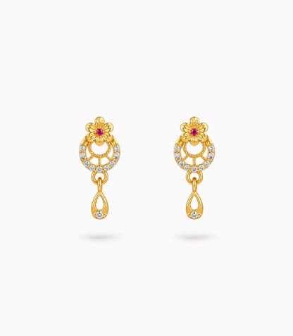 Gold Plated Stone-Set AD Drop Earrings