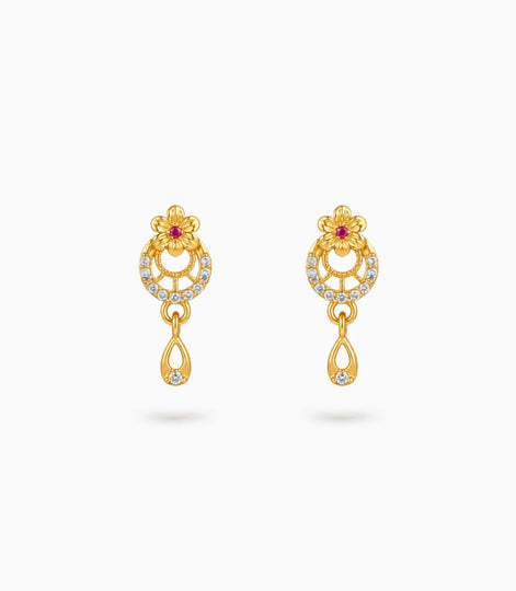 Gold Plated Stone-Set AD Drop Earrings