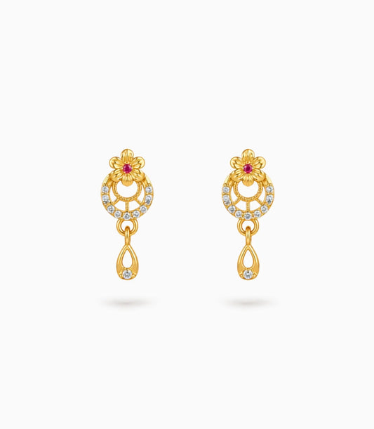 Gold Plated Stone-Set AD Drop Earrings