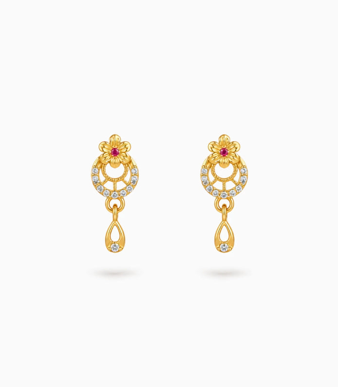 Gold Plated Stone-Set AD Drop Earrings