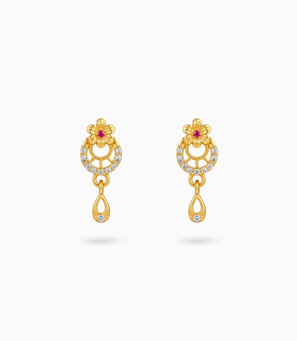 Gold Plated Stone-Set AD Drop Earrings