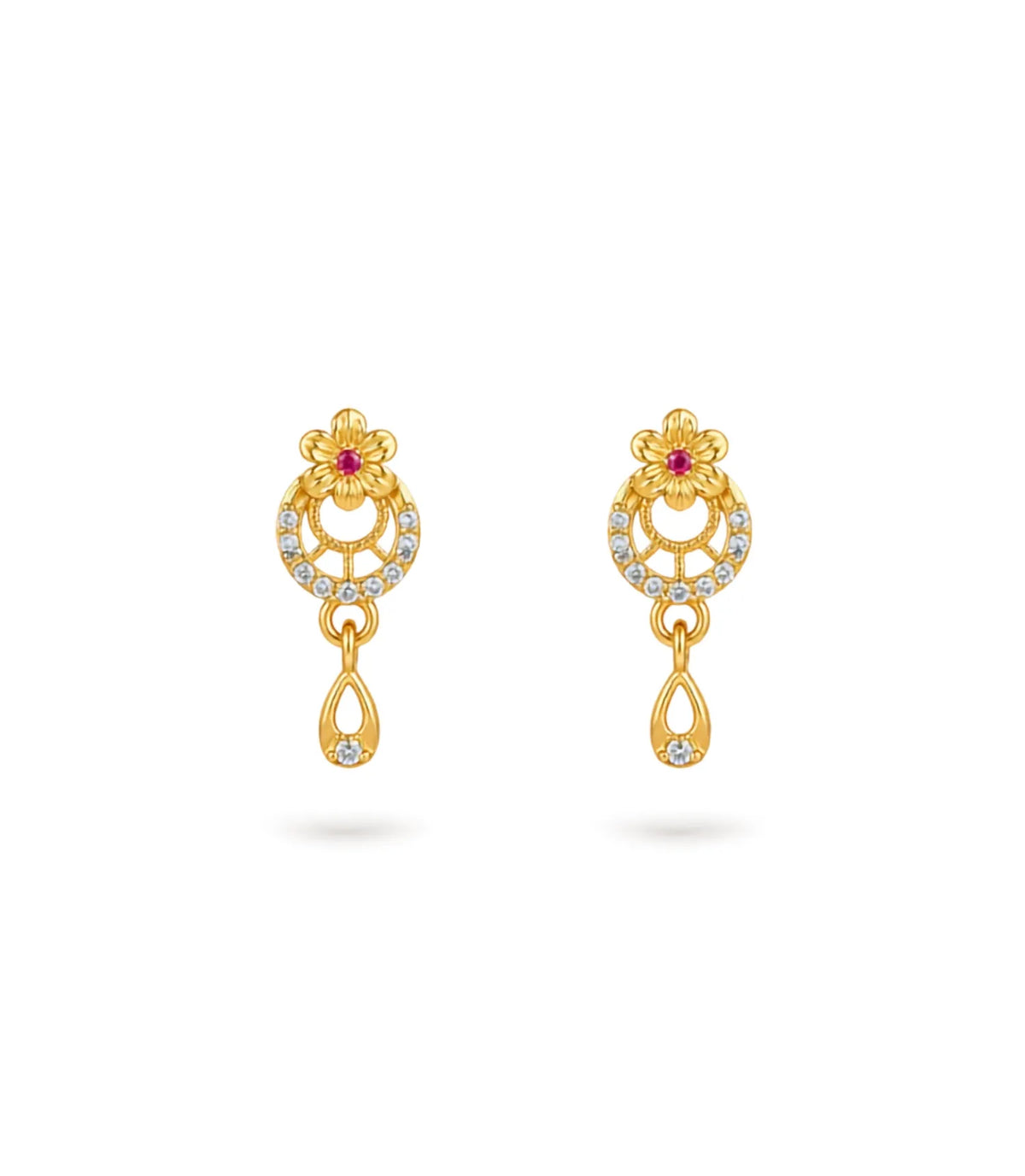 Gold Plated Stone-Set AD Drop Earrings