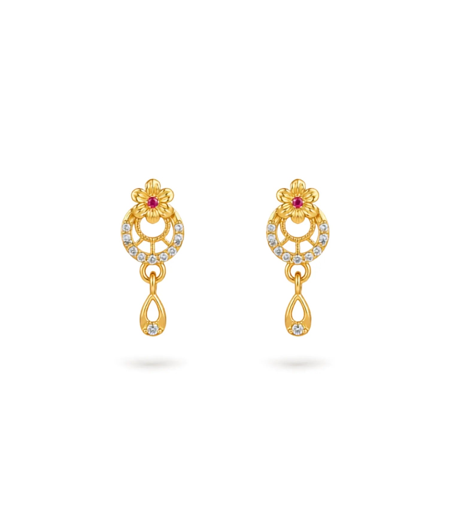 Gold Plated Stone-Set AD Drop Earrings