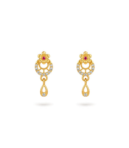 Gold Plated Stone-Set AD Drop Earrings
