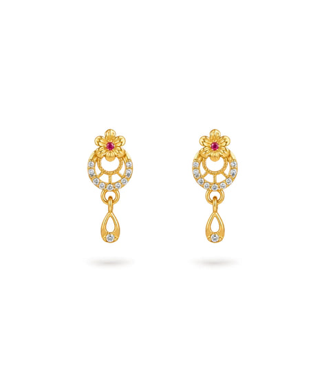Gold Plated Stone-Set AD Drop Earrings