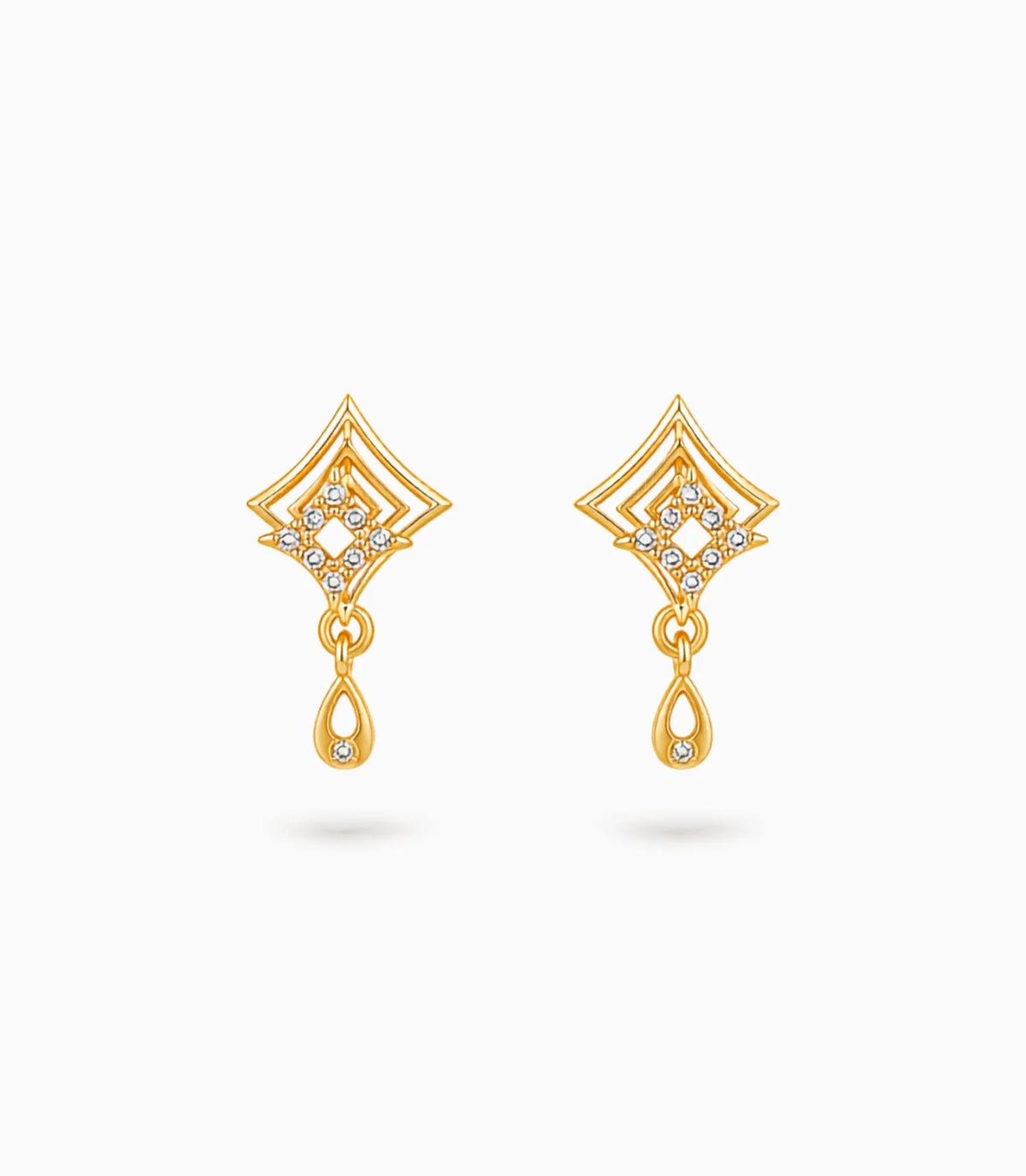Gold Plated Pave AD Drop Earrings
