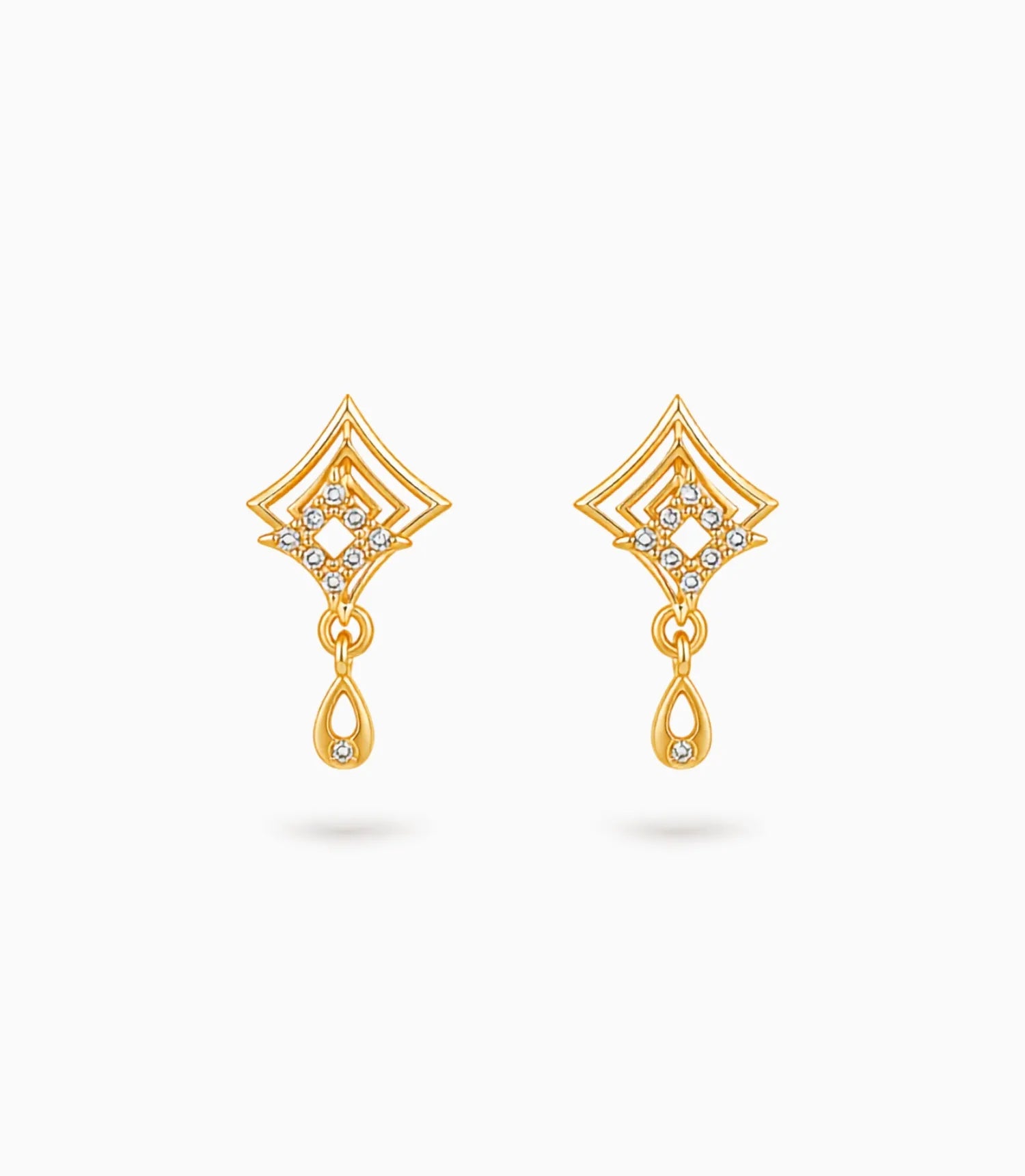 Gold Plated Pave AD Drop Earrings