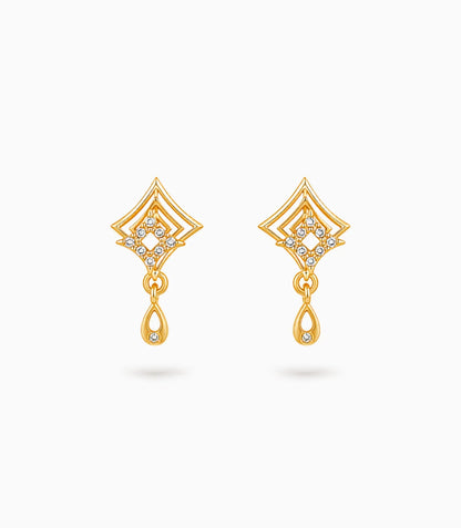 Gold Plated Pave AD Drop Earrings