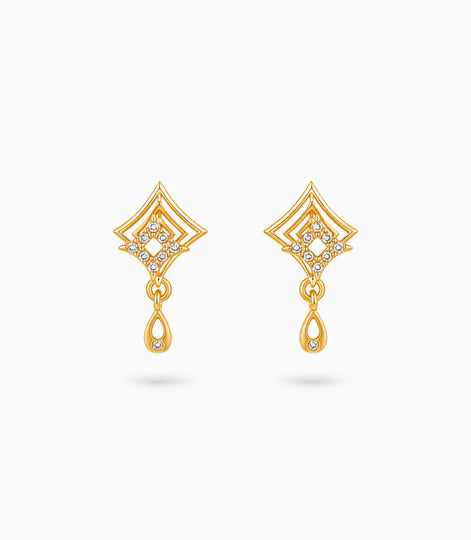 Gold Plated Pave AD Drop Earrings