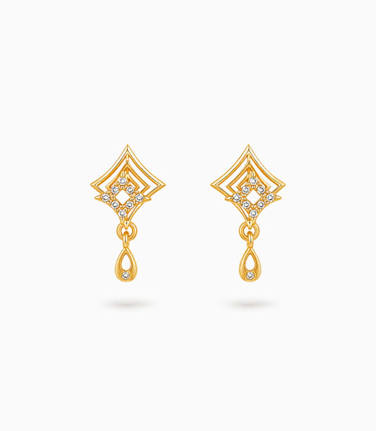 Gold Plated Pave AD Drop Earrings