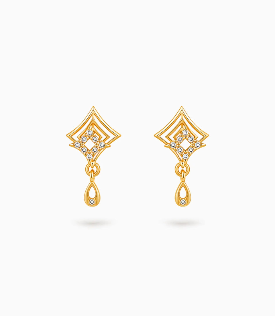 Gold Plated Pave AD Drop Earrings