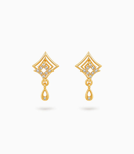 Gold Plated Pave AD Drop Earrings