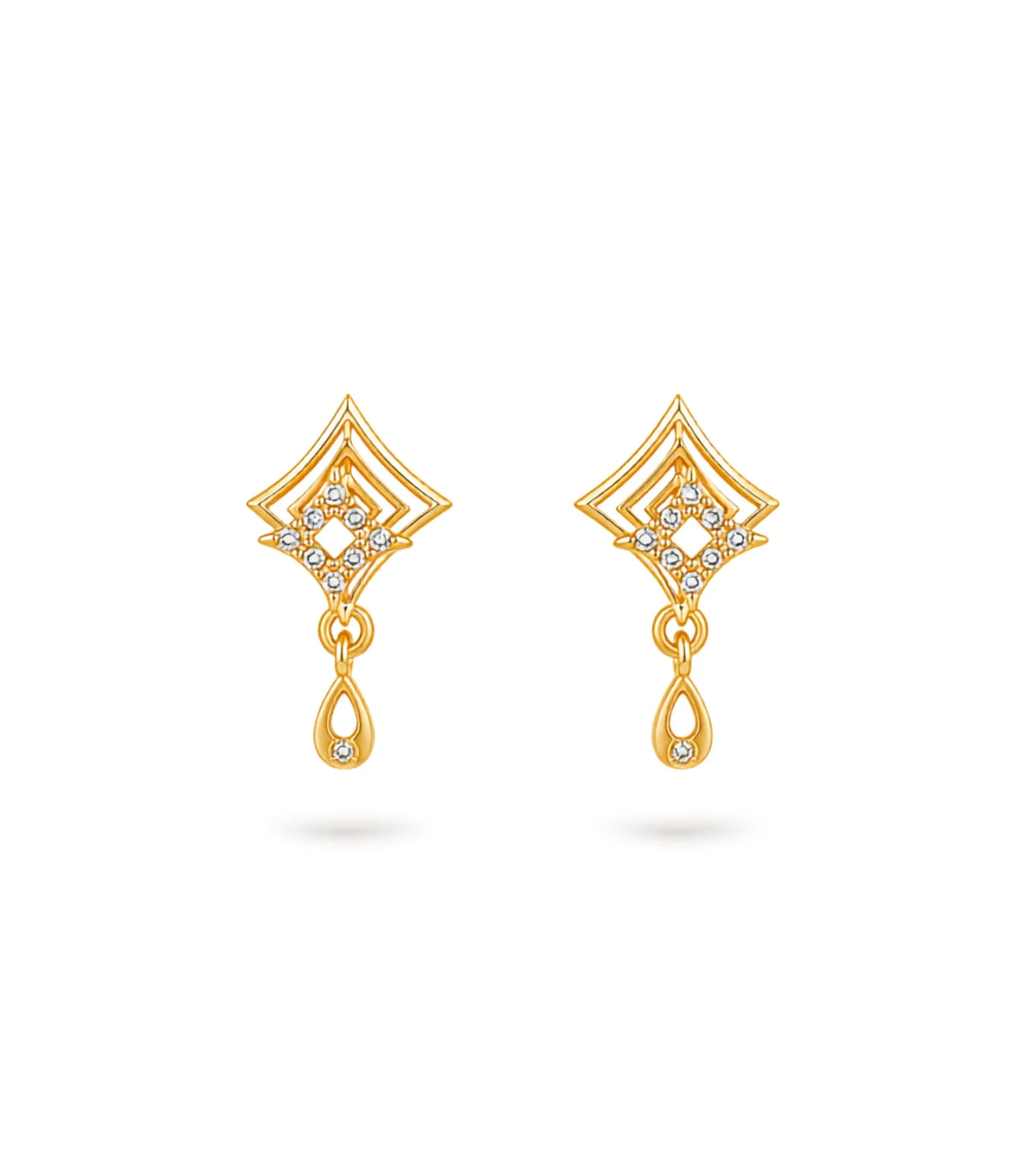 Gold Plated Pave AD Drop Earrings