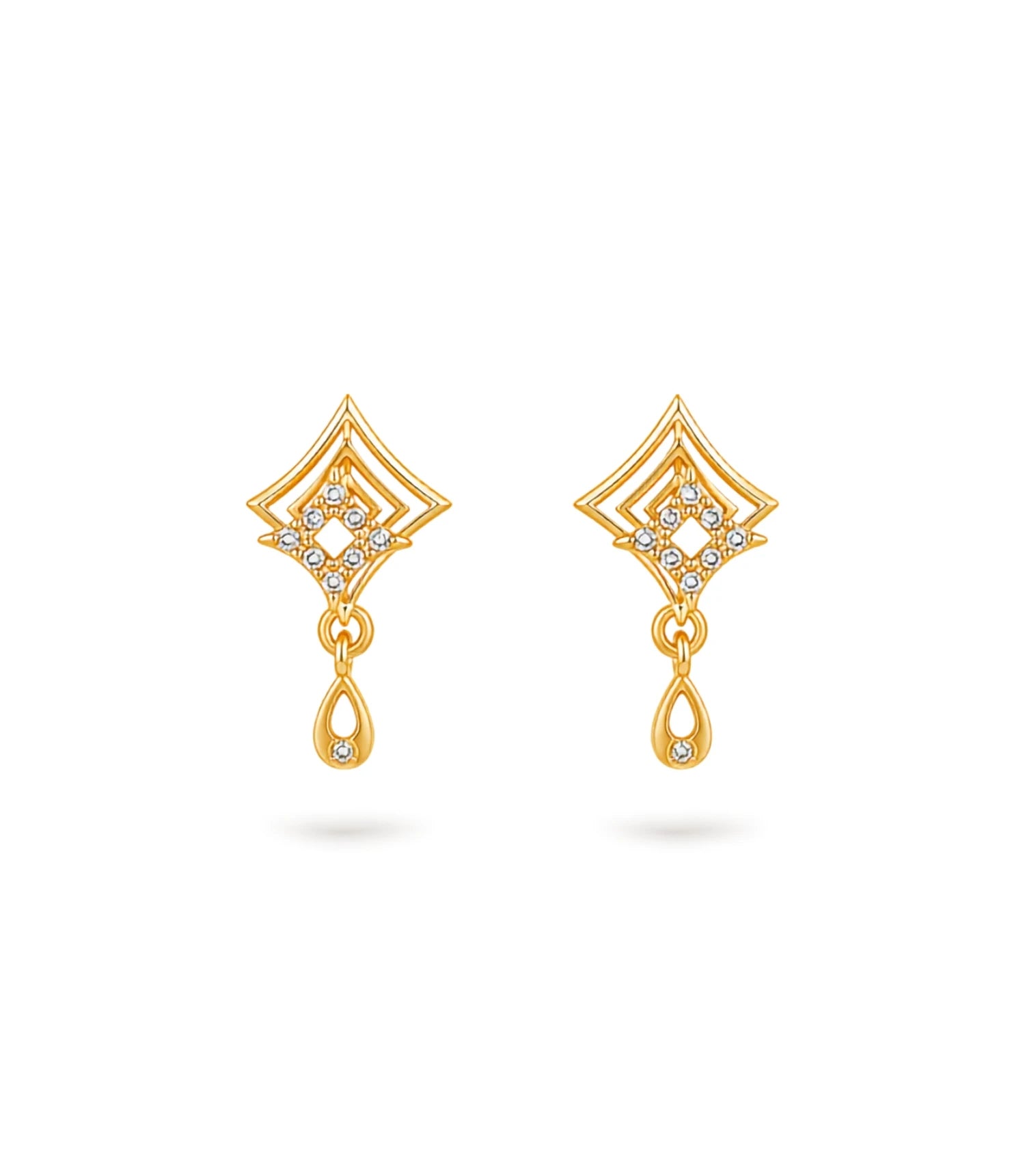 Gold Plated Pave AD Drop Earrings