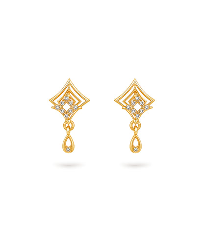 Gold Plated Pave AD Drop Earrings
