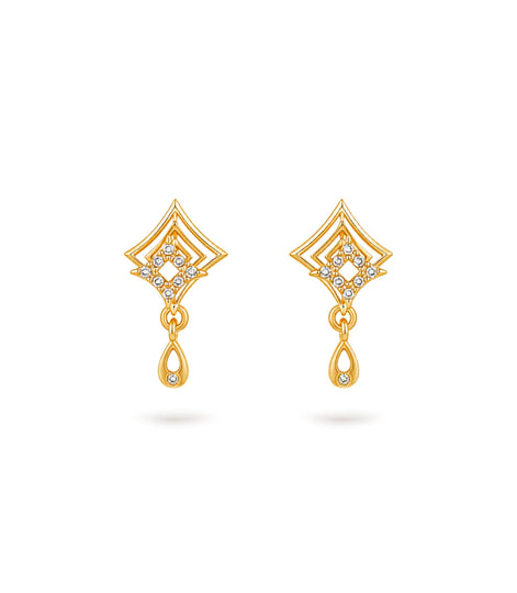 Gold Plated Pave AD Drop Earrings