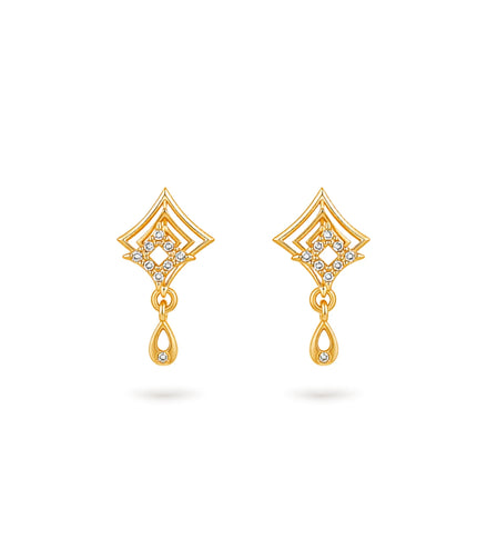 Gold Plated Pave AD Drop Earrings