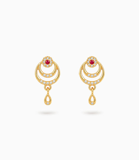 Gold Plated Elegant AD Drop Earrings