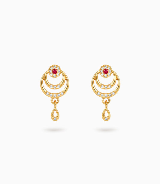 Gold Plated Elegant AD Drop Earrings