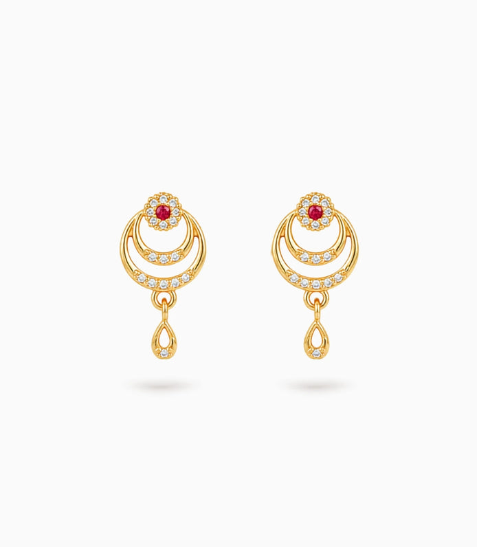 Gold Plated Elegant AD Drop Earrings