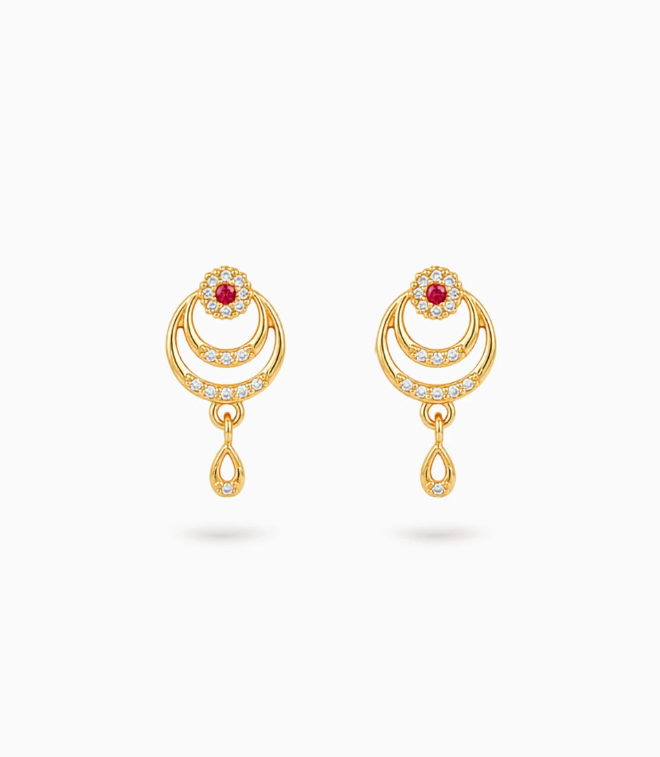 Gold Plated Elegant AD Drop Earrings