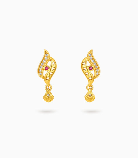 Gold Plated Modern AD Drop Earrings