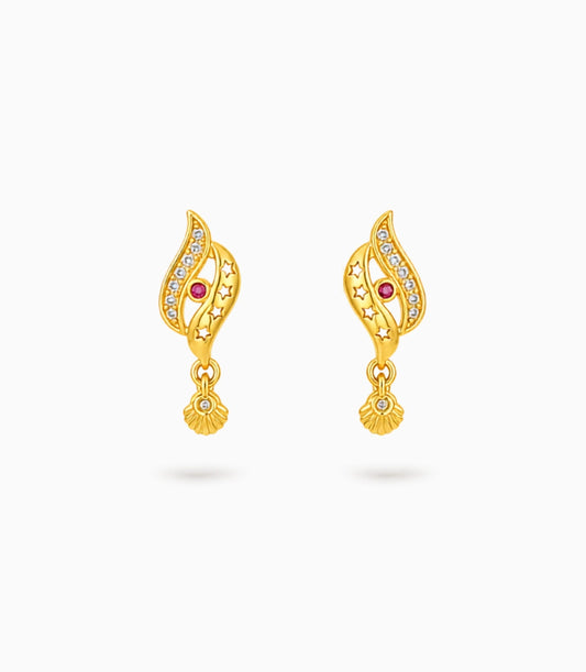 Gold Plated Modern AD Drop Earrings