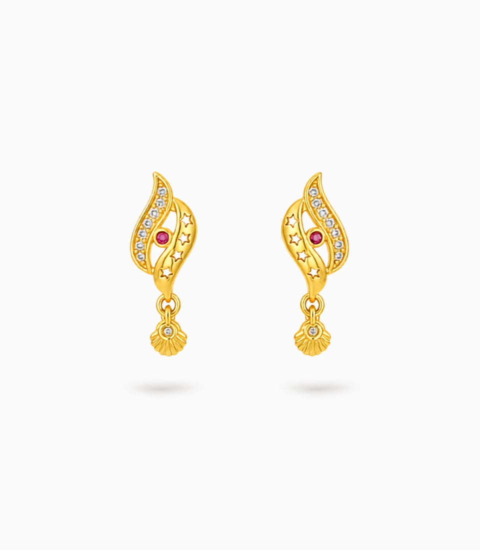 Gold Plated Modern AD Drop Earrings
