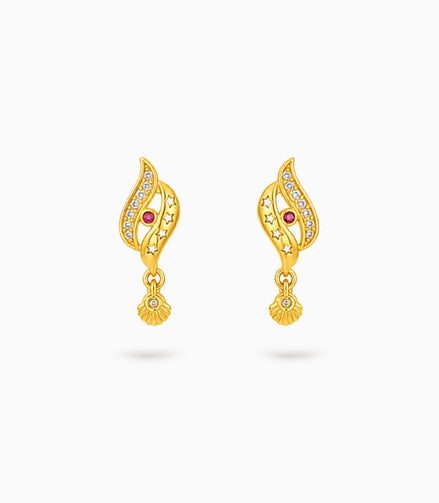 Gold Plated Modern AD Drop Earrings