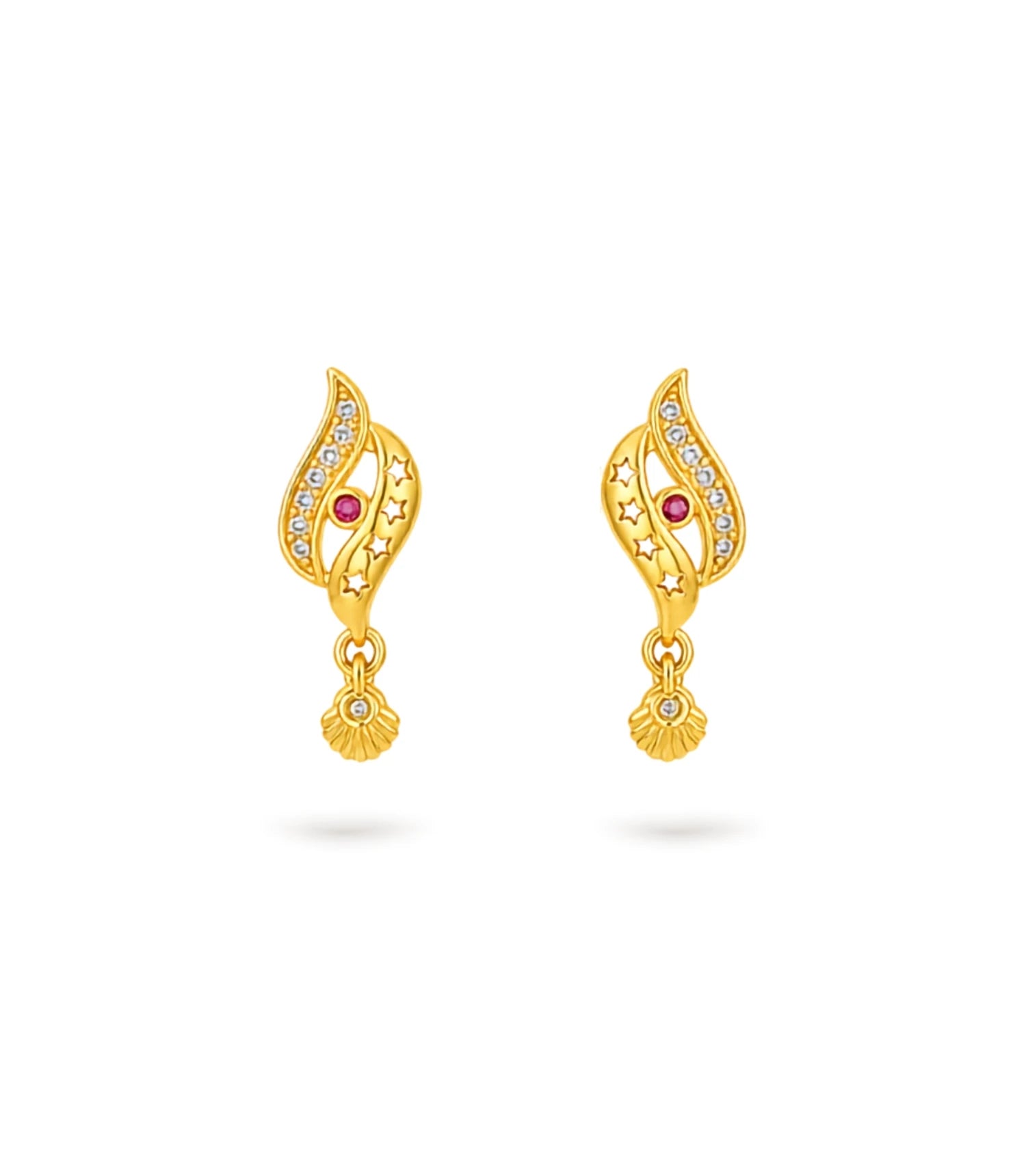 Gold Plated Modern AD Drop Earrings