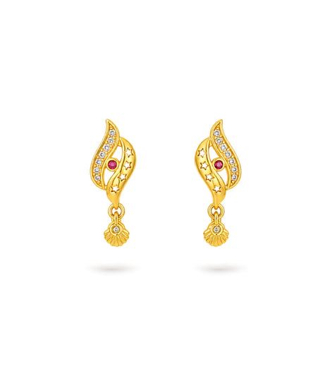 Gold Plated Modern AD Drop Earrings