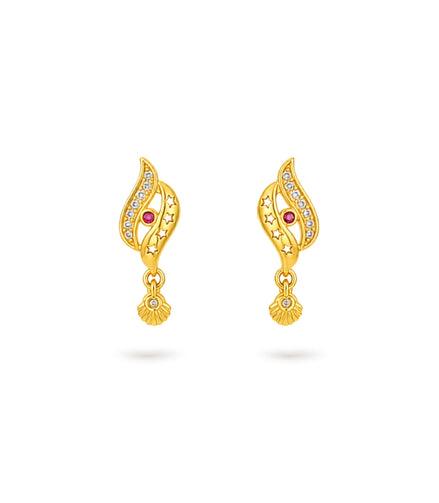 Gold Plated Modern AD Drop Earrings