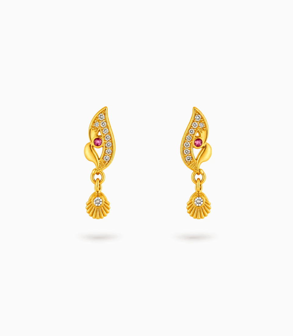 Gold Plated Stylish AD Drop Earrings