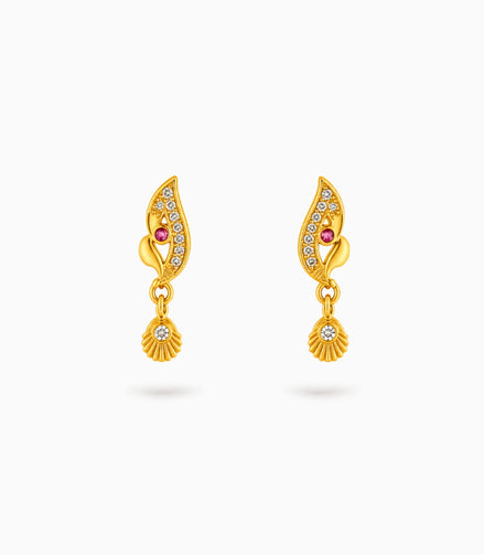 Gold Plated Stylish AD Drop Earrings