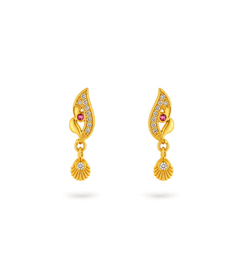 Gold Plated Stylish AD Drop Earrings