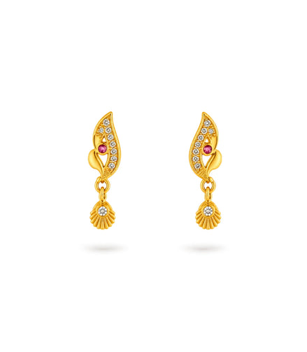 Gold Plated Stylish AD Drop Earrings