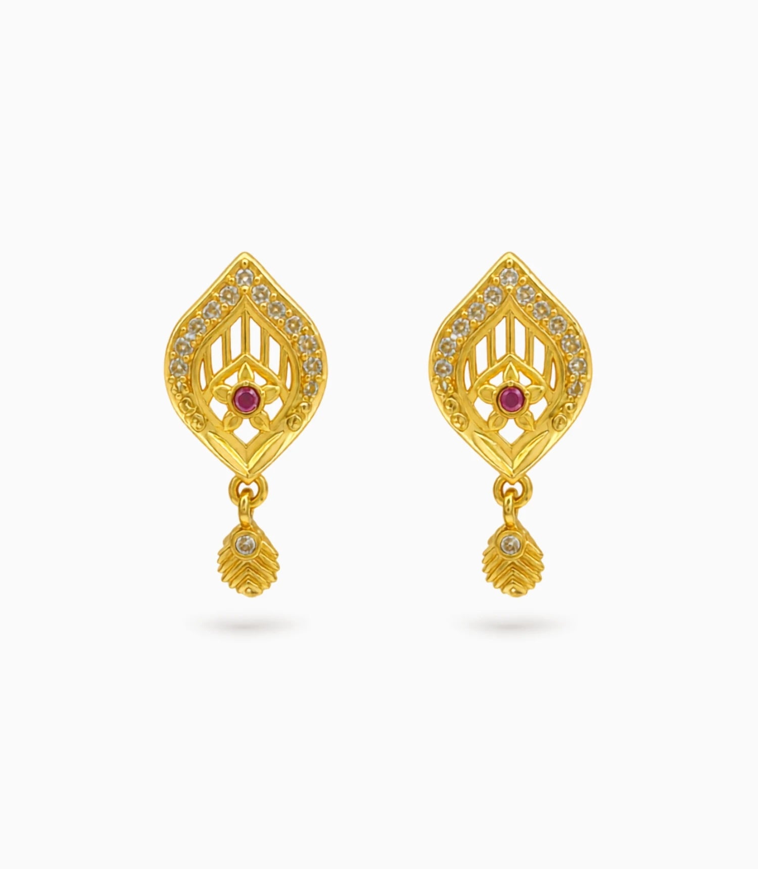 Gold Plated Trendy AD Drop Earrings