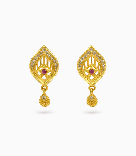 Gold Plated Trendy AD Drop Earrings