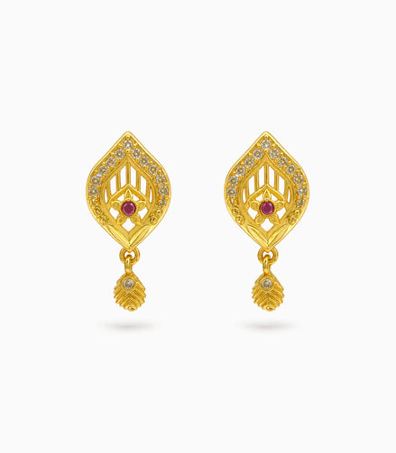 Gold Plated Trendy AD Drop Earrings