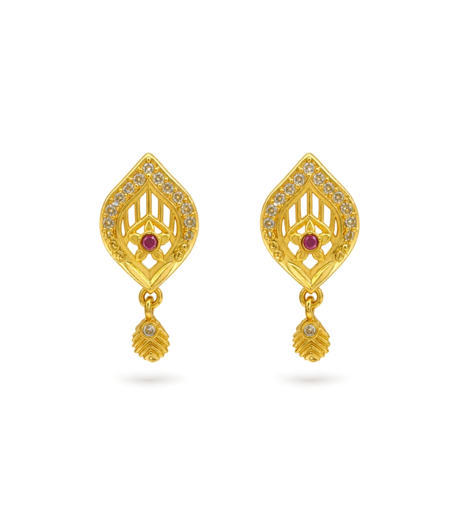 Gold Plated Trendy AD Drop Earrings