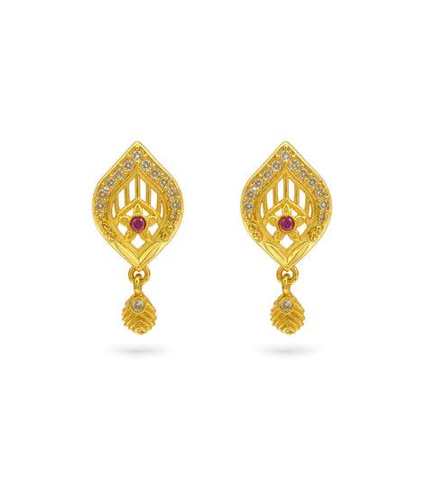 Gold Plated Trendy AD Drop Earrings